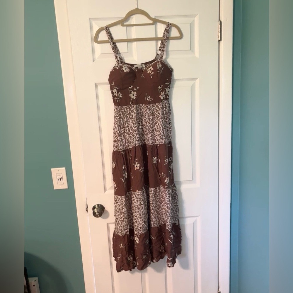 No Comment Floral Brown Maxi Dress - XL